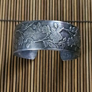 Sterling Silver Flower Cuff Bracelet (Vintage)